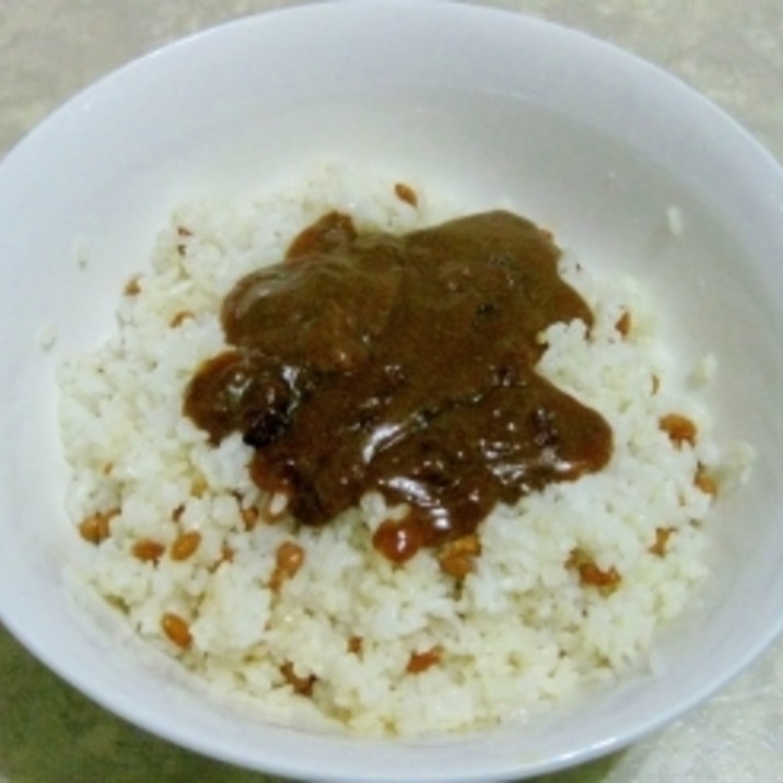 納豆混ぜご飯＋カレー